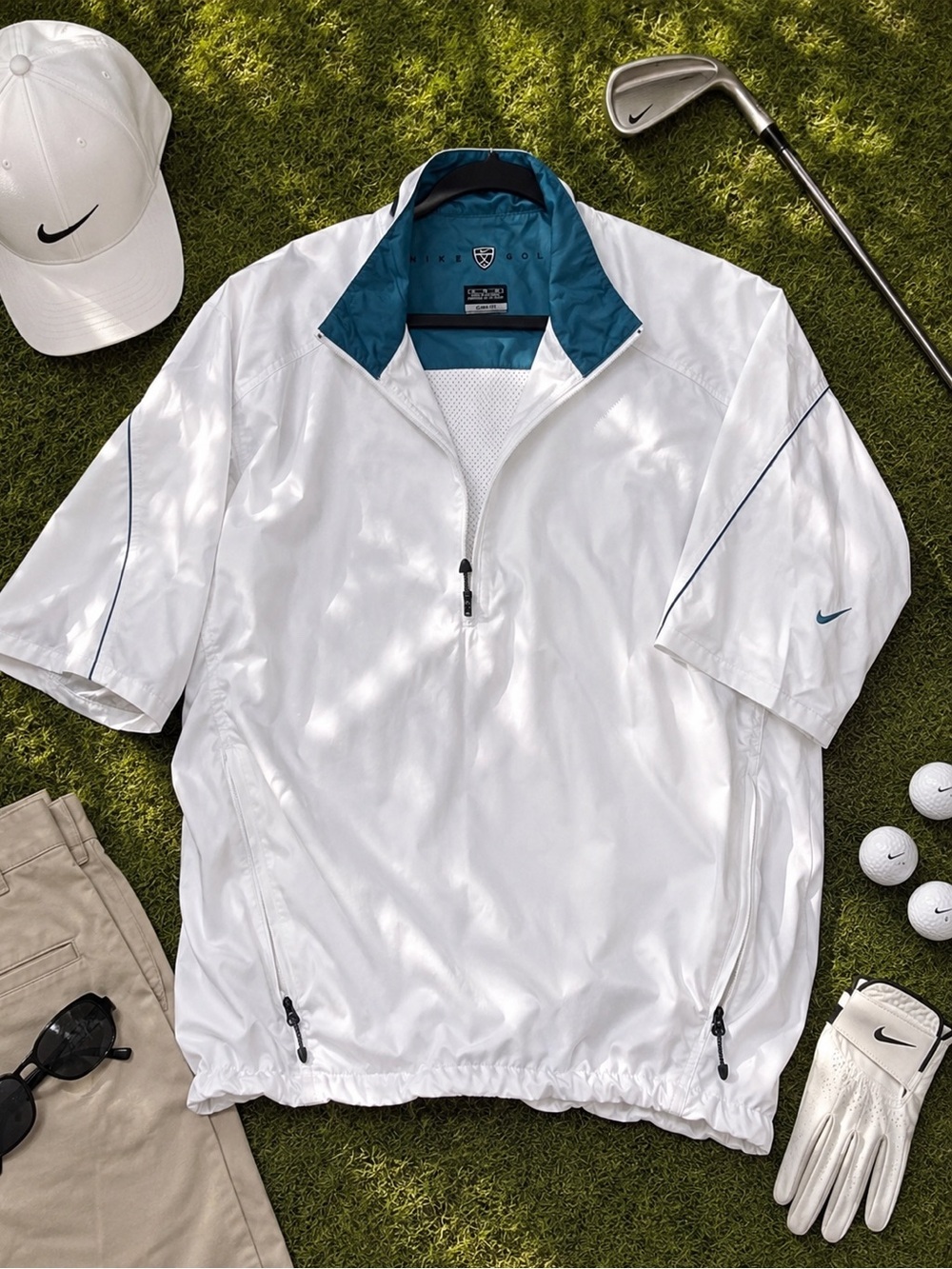 Nike Golf Clima-FIT White 1/2 Zip Short Sleeve Wind Pullover Jacket X